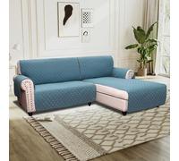 BellaHills Sofa Cover L Shape 2 Piece Couch Cover for Sectional Sofa Non Slip Corner Sofa Cover Water Resistant Chaise Sofa Cover for Dogs (Right Chaise Lounge + 2 Seater, Smoke Blue)