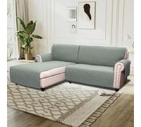BellaHills Sofa Cover L Shape 2 Piece Couch Cover for Sectional Sofa Non Slip Corner Sofa Cover Water Resistant Chaise Sofa Cover for Dogs (Left Chaise Lounge + 2 Seater, Lily Pad)