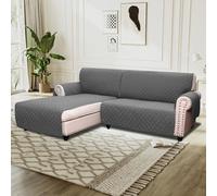 BellaHills Sofa Cover L Shape 2 Piece Couch Cover for Sectional Sofa Non Slip Corner Sofa Cover Water Resistant Chaise Sofa Cover for Dogs (Left Chaise Lounge + 2 Seater, Charcoal Grey)