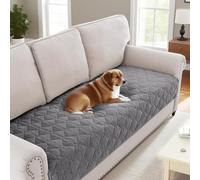 BellaHills Soft Chenille Sofa Cover Pet Fuzzy Sofa Covers for 3 Cushion Couch Anti Slip Sofa Slipcovers with Strap Furniture Protector Cover for Dogs Cats Kids (90 x 210cm, Light Grey)
