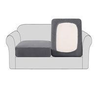 BellaHills Stretch Sofa Seat Cushion Cover Sofa Couch Cushion Furniture Protector Sofa Slipcover with Elastic Bottom Spandex Jacquard Fabric Small Checks(2 Pieces, Grey)