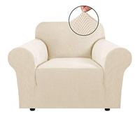 BellaHills Super Stretch Sofa Covers Couch Covers Sofa Slipcovers Furniture Protector for Sofas/Kids/Pets | Form Fitted Jacquard with Elastic Bottom, Thick Soft Non Slip (1 Seater，Natural)
