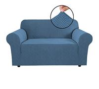 BellaHills Super Stretch Sofa Covers Couch Covers Sofa Slipcovers Furniture Protector for Sofas/Kids/Pets | Form Fitted Jacquard with Elastic Bottom, Thick Soft Non Slip (2 Seater，Dusty Blue)