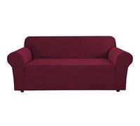 BellaHills Super Stretch Sofa Covers Couch Covers Sofa Slipcovers Furniture Protector for Sofas/Kids/Pets | Form Fitted Jacquard with Elastic Bottom, Thick Soft Non Slip (3 Seater，Burgundy Red)