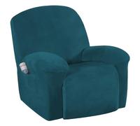 BellaHills Velvet Plush Couch Cover for Recliner Couch Stretch Sofa Slipcover Featuring Plush Soft & Comfortable Fabric, Slip Resistant, Form Fit Stretch Furniture Protector (Recliner, Deep Teal)