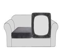 BellaHills Velvet Stretch Sofa Seat Cushion Cover - Modular Couch Protector With Elastic Bottom (2 Pieces, Grey)