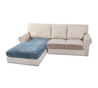 BellaHills Velvet Stretch Sofa Seat Cushion Covers Chaise Cover Furniture Protector for Chaise Sofa with Elastic Bottom (Chaise, Stone Blue)