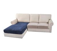 BellaHills Velvet Stretch Sofa Seat Cushion Covers Chaise Cover Furniture Protector for Chaise Sofa with Elastic Bottom (Chaise, Navy)