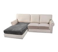 BellaHills Velvet Stretch Sofa Seat Cushion Covers Chaise Cover Furniture Protector for Chaise Sofa with Elastic Bottom (Chaise, Grey)