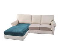 BellaHills Velvet Stretch Sofa Seat Cushion Covers Chaise Cover Furniture Protector for Chaise Sofa with Elastic Bottom (Chaise, Deep Teal)