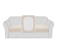 BellaHills Velvet Stretch Sofa Seat Cushion Covers Couch Cushion Covers Modular Seat Covers Furniture Protector Sofa Seat Cover with Elastic Bottom(3 Pieces, Ivory)
