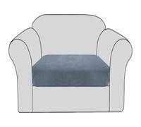 BellaHills Velvet Stretch Sofa Seat Cushion Covers, Modular Cushion Covers, Furniture Protector, Sofa Seat Cover with Elastic Bottom (1 Piece, Stone Blue)