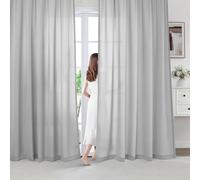 BellaHills Voile Curtains 90 Drop Non-See-Through Full Privacy Semi Sheer Curtains for Living Room/Bedroom Chiffon Curtains Eyelet Net Curtain for Windows 2 Panels, 55 x 90 Inch, Grey