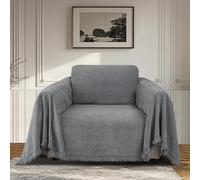BellaHills Waterproof Chair Covers Chenille Recliner Sofa Cover Armchair Cover for Living Room Dogs Furniture Protector Corner Sofa Cover Reversible L Shaped Sofa Covers, 180x230cm, Grey