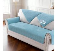 BellaHills Waterproof Sofa Cover 1 2 3 Seater Washable Non-Slip Seat Cushion Covers Flannel Couch Covers for Sectional Sofa, Sofa Slipcovers L Shaped Furniture Protector, 90x120 cm, Stone Blue