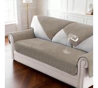 BellaHills Waterproof Sofa Cover 1 2 3 Seater Washable Non-Slip Seat Cushion Covers Flannel Couch Covers for Sectional Sofa, Sofa Slipcovers L Shaped Furniture Protector, 90x210 cm, Khaki