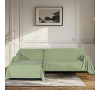 BellaHills Waterproof Sofa Cover 3 Seater Chenille Sofa Covers 2 Seater Armchair Covers L Shape Sofa Slipcover Non-Slip Couch Covers with Tassel Sofa Protector from Dogs, 180x280/180x280cm, Green