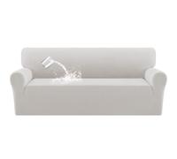BellaHills Waterproof Sofa Cover 4 Seater High Stretch 1 Piece Couch Cover for Dogs Universal Sofa Slipcover Non Slip Furniture Protector Jacquard Spandex Fabric (4 Seater, Pale Oak)