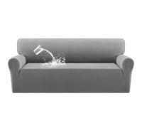 BellaHills Waterproof Sofa Cover 4 Seater High Stretch 1 Piece Couch Cover for Dogs Universal Sofa Slipcover Non Slip Furniture Protector Jacquard Spandex Fabric (4 Seater, Dove)