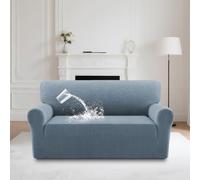 BellaHills Waterproof Sofa Covers 2 Seater Stretch Loveseat Sofa Cover Non Slip Love Seat Covers for Living Room Couch Covers Washable Furniture Protectors (2 Seater, Stone Blue)