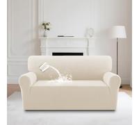 BellaHills Waterproof Sofa Covers 2 Seater Stretch Loveseat Sofa Cover Non Slip Love Seat Covers for Living Room Couch Covers Washable Furniture Protectors (2 Seater, Ivory)