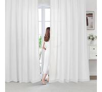 BellaHills White Voile Curtains 84 Drop Non-See-Through Semi Sheer Curtains for Living Room/Bedroom Privacy Protection Light Filtering Net Curtain for Windows 2 Panels, 55 x 84 Inch, White