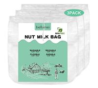 Bellamei 3 pack 14"x14" Nut Milk Bag Extra Large Reusable Food Strainers Nut Bags For Straining Almond/Soy Milk Greek Yogurt Professional for Cold Brew Coffee Tea Beer Celery Juice Fine Nylon Mesh