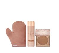 Bellamianta Tanning Liquid, Bronzer & Mitt Golden Goddess Bundle, Dark Tan Liquid Gold, Bronzing Powder For Face & Body, Luxury Double Sided Tanning Mitt, Quick Drying