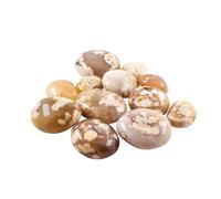 BellaMira Flower Agate Single Polished Palmstone Natural Crystal Healing Stone for Meditation Mindfulness Home Décor Gift