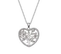 BellaMira Lifestyle Accessories Premium Crystal Necklaces Silver Plated - Tree of Life, Heart, Dreamcatcher - For Women And Girls - Sent In Gift Pouch. (Tree of Life Heart)