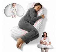 BellaMoon 3 in 1 Pregnancy Pillow - Full Body Pillow Support for Pregnant Women - Adjustable C Shaped Pregnancy Pillows for Sleeping, Nursing & Baby Lounger - Washable Organic Cotton Cover