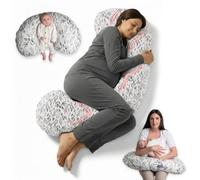 BellaMoon 3 in 1 Pregnancy Pillow - Full Body Pillow Support for Pregnant Women - Adjustable C Shaped Pregnancy Pillows for Sleeping, Nursing & Baby Lounger - Washable Organic Cotton Cover