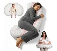 BellaMoon 3 in 1 Pregnancy Pillow - Full Body Pillow Support for Pregnant Women - Adjustable C Shaped Pregnancy Pillows for Sleeping, Nursing & Baby Lounger - Washable Organic Cotton Cover