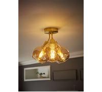 Bellamy 3 Way Glass Globe Bubble Cluster Flush Ceiling Light ValueLights Gold One Size