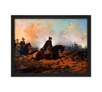 Bellange Napoleon Charging Battle Waterloo Painting Large Framed Art Print Poster Wall Decor 18x24 in