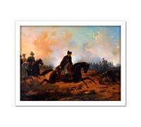 Bellange Napoleon Charging Battle Waterloo Painting Large Framed Art Print Poster Wall Decor 18x24 in