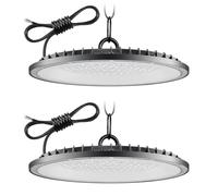 Bellanny 2 Pack 200W UFO LED High Bay Light, 20000LM 6500K Daylight White Workshop Lighting, IP65 Waterproof LED Warehouse Lighting with 50cm Chain for Garage Workshop Factory Shop