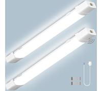 Bellanny 2pack 4ft 115cm LED Batten Light, 6500K 4400LM LED Tube Light with Motion Sensor, IP65 Waterproof Strip Lights for Garage, Shed, Office, Workshop, Not Spliceable