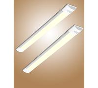 Bellanny 40W LED Batten Lights, 4ft LED Tube Light, 3000k Warm White Ceiling Surface Mounted Light, 4800LM 180 °Beam Angle Ceiling Light for Office, Bathroom, Kitchen (2 Packs)