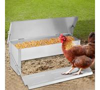 Bellanny 5KG Capacity Galvanized Chicken Feeders, No Waste Automatic Poultry Feeder with Weatherproof Lid, Rat Proof Treadle Chicken Feeder for Chicken, Hens, Duck, Fowl