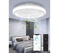 Bellanny Ceiling Fans with Lights and Remote, 47CM Flush Mount Ceiling Lights, 6 Wind Speeds Adjustable, Reversible, Modern LED Dimmable Electric Fan Lamp for Bedroom, Kids Room and Living Room