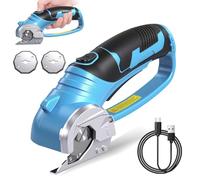 Bellanny Cordless Electric Scissors, 220RPM Cardboard Box Cutter with Safety Lock, 4V Rechargeable Electric Fabric Cutter with 2 Blades & 1500mAh Battery for Cutting of Fabric, Leather, Carpet