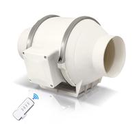 Bellanny Inline Duct Fan 100mm 4” with Dual Speed Controller, 40W Bathroom Extractor Fan Efficient Quiet EC Motor IP44 Waterproof inline extractor fan for Ducting Vents Kitchen Grow Tents Hydroponics