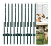 Bellanny Metal Fence Posts 4FT /152 CM - Pack of 10 Garden Poles, U-Fence Post, Garden U Post for Wire Fencing Steel Poles for Chicken Wire Mesh, Yard & Outdoor Wire Mesh - No Digging, Green T-Posts