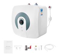 Bellanny Mini Electric Water Heater, 1.5KW 220V Electric Instantaneous Water Tap with 15L Water Tank, IP4X Waterproof Under Sink Water Heater with LCD Digital Display & Temperature Knob, UK Plug