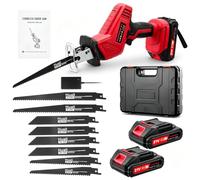 Bellanny Reciprocating Saw, 0-4000 RPM Variable Speed Electric Hand Saw To Cut Wood, Reciprocating Saws Cordless with 2×21V Batteries, 8 Blades, Cordless Jigsaw for Cutting Trees, Metal, PVC, Pipe,Red