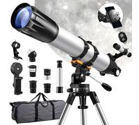 Bellanny Telescope for Kids, 90mm Aperture 900MM Refractor for Adults and Beginners, Portable Travel Telescope with Height Adjustable Tripod, Phone Adapter, Wireless Remote, Carry Bag