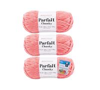 Bella's Crafts Premier Yarns Parfait Chunky - 3.5 Oz - #6 Super Bulky Weight - 3 Pack Bundle with 10 Stitch Markers (Coral)