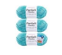 Bella's Crafts Premier Yarns Parfait Chunky - 3.5 Oz - #6 Super Bulky Weight - 3 Pack Bundle with Stitch Markers (Lagoon)