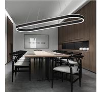 Bellastein LED Chandeliers for Dining Tables, Grand Office and Conference Rooms, Studio Chandeliers, Oval bar counters, Rectangular Bright Luxury Ring Chandeliers (Black, 150cm)
